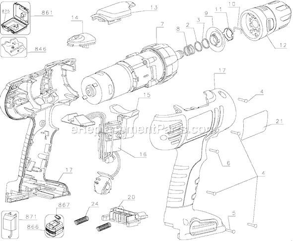 Page A Diagram and Parts List for FSD962 Type 1 Black and Decker Cordless Drill